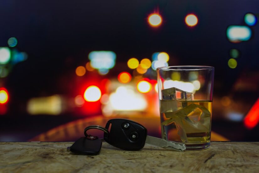 DUI Glass Of Alcohol And Car Keys